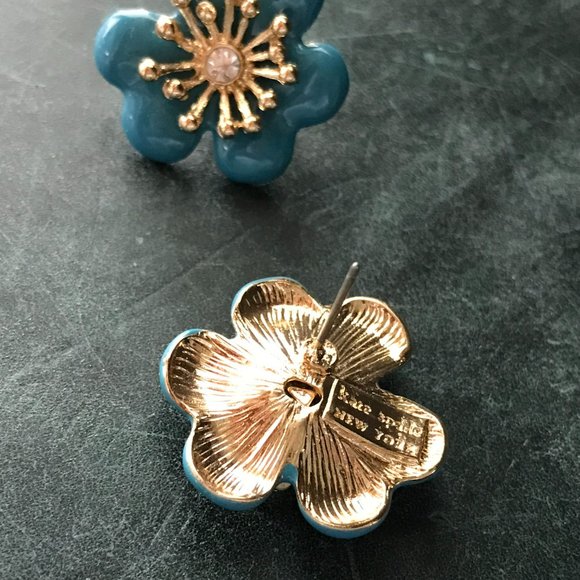 Blue Floral Earrings NOS - New, Never Worn - Picture 2 of 3